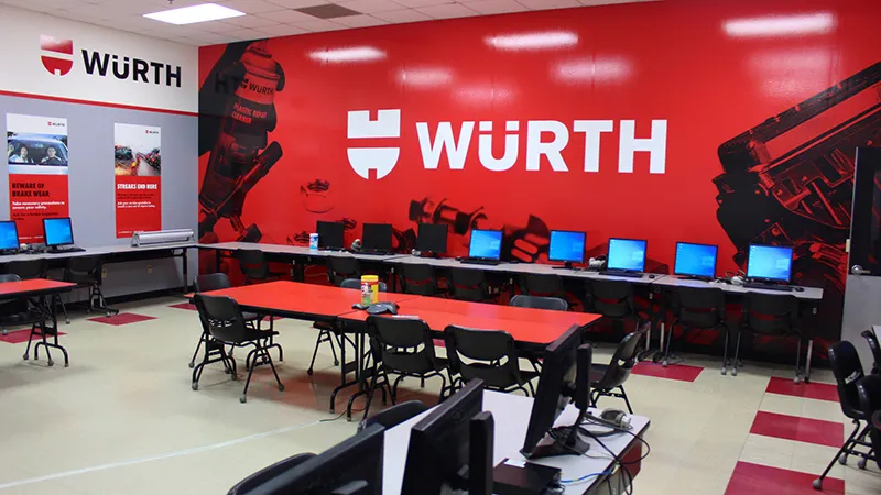 Wurth branded classroom at UTI campus